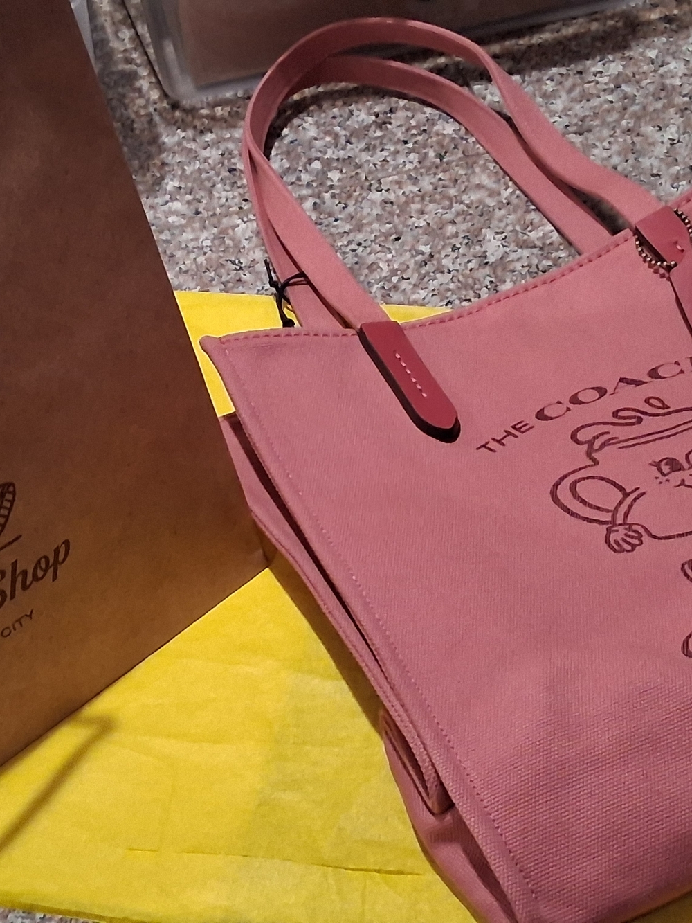 Coach Rose Pink Canvas Tote with Logo Print